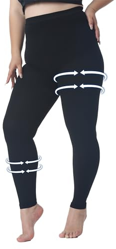 Plus Size 4XL Medical Compression Pantyhose for Women & Men, 15-20 mmHg Graduated Compression Leggings, Opaque Footless Waist High Compression Stockings for Edema, Varicose Veins, Flight, DVT, Black