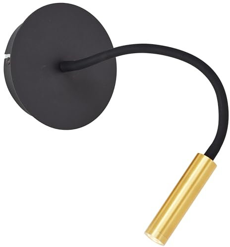 Brilliant Lampe Jutta LED Wandspot mit Flexarm und Schalter sand schwarz/matt gold Metall/Kunststoff schwarz 4,1 W LED integriert