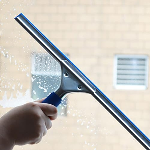 Professioneller Fensterabzieher, Glaswischer Gummilippe, Abzieher Dusche Extra Breiter 45cm, Doppelter Reinigungskraft für Glas-Reinigung Wasserschaum Fliesen Badezimmer Spiegel Boden Blau