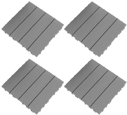 Artibetter 4pcs Outdoor Flooring Plastic Interlocking Deck Tile for Patio Garden Imitation Wood Flooring Self-assemble Interlocking Floor Balcony Use