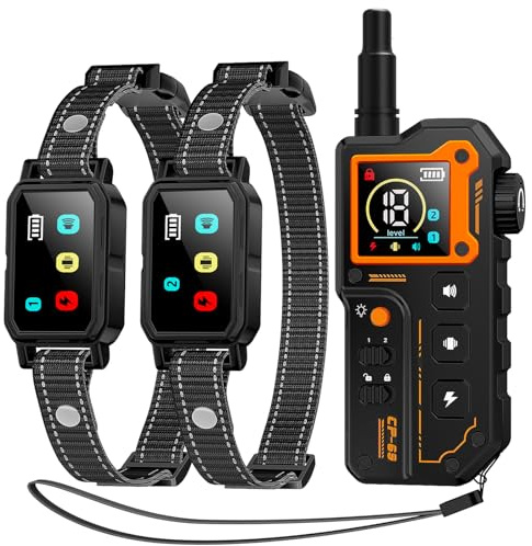 AI Dog Shock Collar 2 Dogs (10-120Lbs) - 3300FT Dog Training Collar with Remote, IPX7 Waterproof Collar with Beep, Vibration, Safe Shock for Large Medium Small Dogs, Keypad Lock and Flashing Light