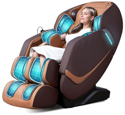 RelaxRelife Massagesessel mit SL-Schiene & Zero Gravity (Braun) | Ganzkörpermassage, 3D Massage, Intelligent Body Scan Detection, Fußmassage, Rückenwärme, Bluetooth Lautsprecher