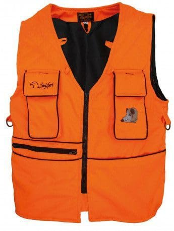 Genérico Chaleco Corto Naranja BATIDA - Con Porta Balas, Bolsillos para Emisora y Morral Trasero de Doble Cremallera (5XL)