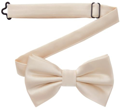 DonDon Fliege Herren handgefertigt Seiden-Look 12 x 6 cm Fliege Beige