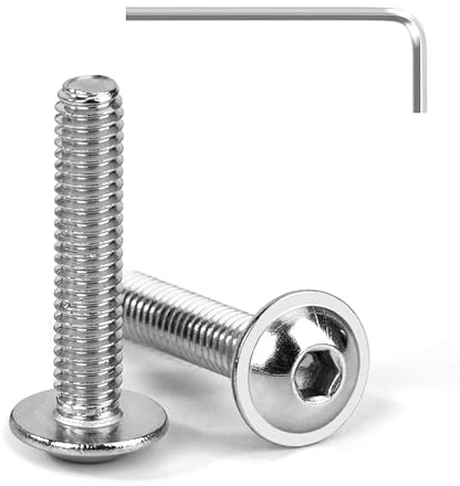 Tunejoy Tornillos de Cabeza Alomada con Brida M4 x 20 mm Tornillo de Cabeza Hexagonal de Acero Inoxidable A2 V2A Tornillos Máquina con llave Allen Rosca Completa 20 Piezas