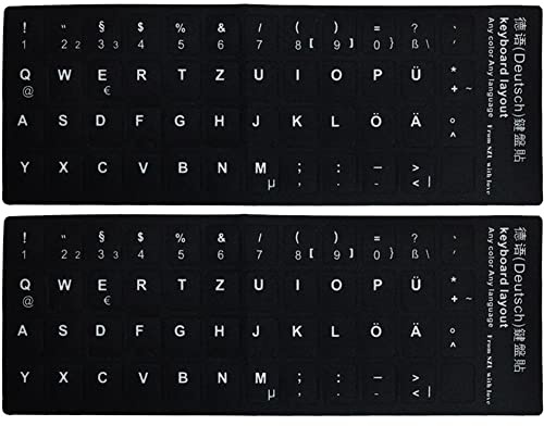Ymxygz 2 Stück Deutsche Tastatur-Aufkleber, Computer-Tastatur-Aufkleber, Buchstaben, Alphabet Für Computer, Laptop, Notebook, Desktop