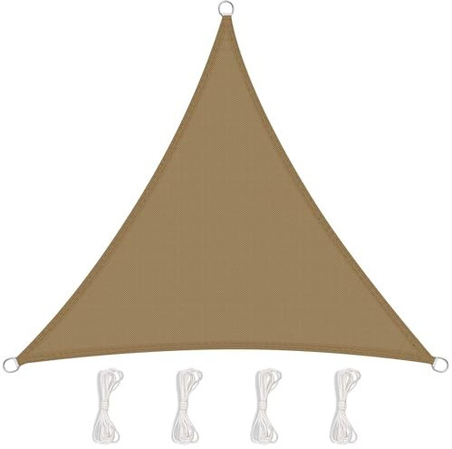 Sunnest Life 3x3x3M Triangle Sun Shade Sail 420D Polyester UV Block Waterproof Sun Shade for Garden, Patio, Backyard with Mounting Ropes - Brown