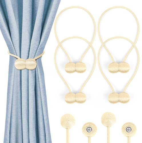 Cozary Calamite per Tende Magnetiche, 4PCS Ferma Tende con Calamita Senza Fori, Calamita per Tende Decorativo Accessorio per Salone Camera Ufficio