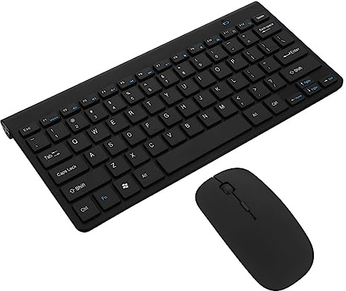 ELAYARD Clavier Et Souris sans Fil Compactes Mini Ultra-Mince Silencieux pour Pc Économie Énergie avec Indicateur LED Noir