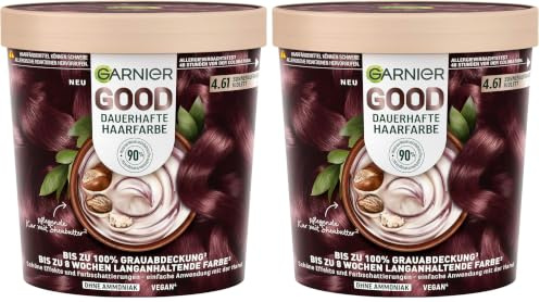 Garnier GOOD Dauerhafte Haarfarbe 4.61 Sonnenaufgangs-Violett – Coloration ohne Ammoniak, bis zu 100% Grauabdeckung, 1 Stk. (Packung mit 2)