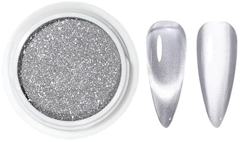 Ceramic White Cats Eye Nail Powder, Polvo decorativo de uñas al estilo de piedras preciosas con brillo fino | Pigmento de manicura de alto color adecuado para elegante arte de uñas imán en la peluquer