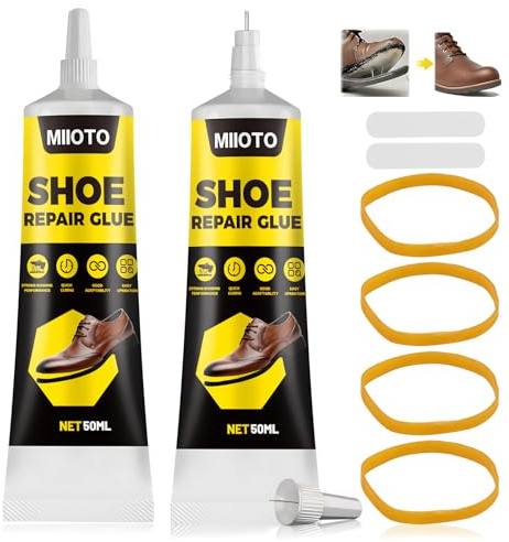 Miioto 100ml Schuhsohlenkleber, Kleber für Schuhsohlen | Schuhkleber Extra Stark Wasserfest, Kleber für Schuhe , Transparente Schuhkleber Lederkleber für Stiefel, Leder, Absätze, 2pc