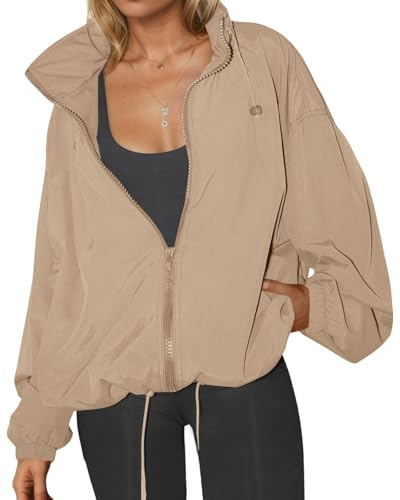 Yousify Womens Waterproof Rain Jackets Lightweight Zip Up Raincoat Outdoor Hiking Hooded Windbreaker with Pocket