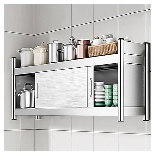 Armadietto portaoggetti da parete in acciaio inox, mensola portaoggetti da parete con porta scorrevole, armadio decorativo resistente per sala da pranzo, bagno, soggiorno