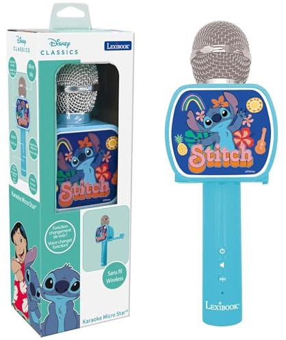 Lexibook, Stitch Micro Bluetooth, MIC240DLXB | Modificateur de voix, Enceinte intégrée, support téléphone inclus