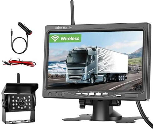 Realdio Caméra de Recul sans Fil, IPS 7 Pouces, Détection BSD | Boîtier IP68, Vision IR, Installation Facile et Signal Stable pour Camion, Camping-Car et Tracteur Agricole