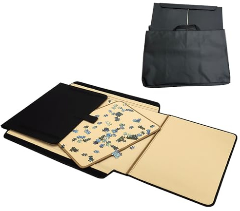 RATSTONE 1 000 stycken pusselbord, bärbart pusselfodral med fack och avtagbar bräda, halkfri yta, pusselbräda med brickor och lock (80 x 58 cm)