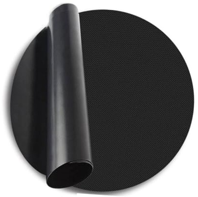OSALADI Tapis de Cuisson Rond Antiadhésif en PTFE 40 Cm Noir pour Barbecue Extérieur et Camping, Tapis Réutilisable Résistant la Chaleur pour Grillades, Accessoires de Barbecue