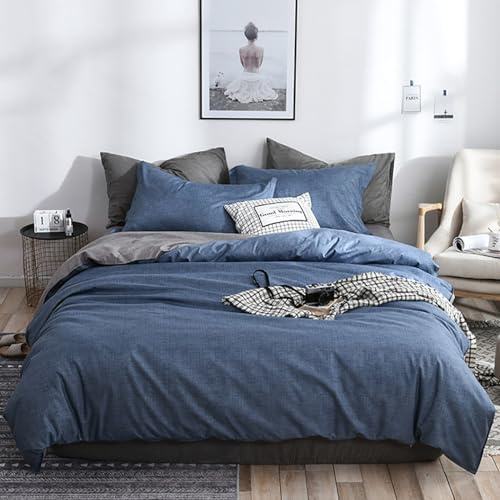 AShanlan Biancheria da letto 140 x 200 cm, set di biancheria da letto double-face, 100% morbida e confortevole, in microfibra, copripiumino 140 x 200 cm + federa 70 x 90 cm, con chiusura lampo
