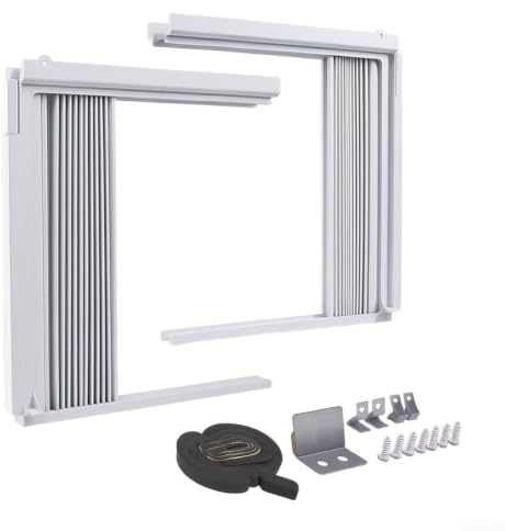 Kit pannello CA finestra con feritoia retrattile per condizionatore d'aria portatile, guarnizione ermetica per porta scorrevole di sfiato, compatibile con tubo da 15 cm, colore bianco, isolamento per