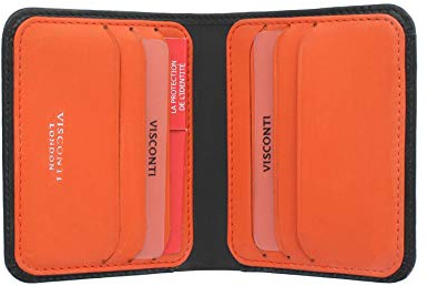 VISCONTI Slim Collection Lank Leather Wallet with RFID and Tap and Go VSL34 Black/Orange