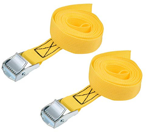 sourcing map Tie Down Strap Cam Buckle Lashing Strap 1 x 6.6Ft 550lb 250Kg Load Polypropylene for Moving Securing Cargo, Yellow, Pack of 2