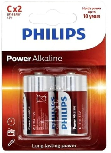 Blister Philips 2 piles alcalines LR14 1,5 V