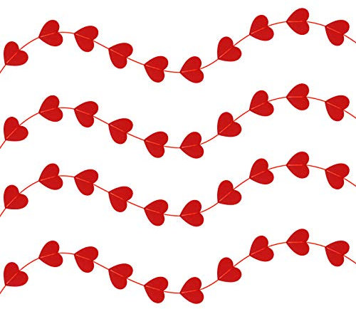 CHIFOOM 80pcs Herz Girlande Hochzeit Banner Rot Hochzeitsdeko Willkommen Deko Partydeko für Hochzeit Party Geburtstag Valentinstag Zuhause Deko