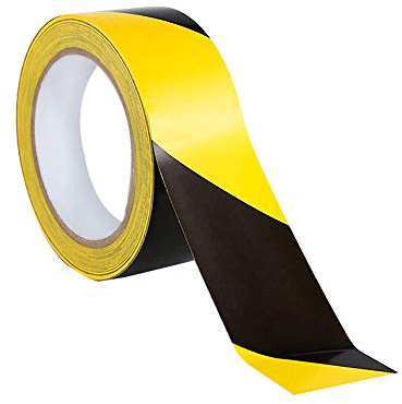 Wownect Premium Strong Heavy duty Safety Tape [ 30M long x 50mm (2) wide] Black/Yellow Hazard Warning Tape Self Adhesive Barrier [ Water Resistant Strong Floor Marking Tape ]