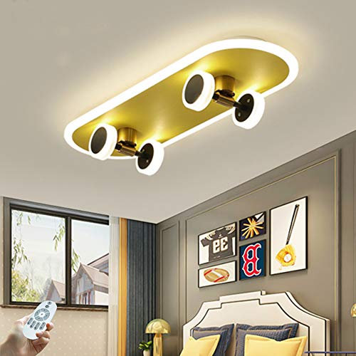 COCOL LED Skateboard Deckenlampe Moderne Deckenleuchte Dimmbar Mit Fernbedienung Deckenlicht 32W Acryl Jungen Und Mädchen Schlafzimmer Kinderzimmer Wohnzimmer Beleuchtung L60cm…