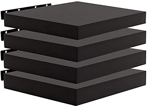 WOLTU Wandregal,Schweberegal Schwarz,30x22.9x3.8cm,MDF 4er | Wandregal Schwarz 4er Set,Regalbrett,Freischwebend Schweberegal,Wand Regal für Büro,Wohnzimmer,Schlafzimmer,Küche