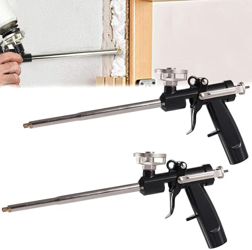 SUQ 2 Stücke Schaumpistole, Profi Pu-Schaum-Pistole, Applikator Foamgun, Bauschaum Pistole, Bauschaumpistole, Mit SchaumfüLlung Genutzt, Zum Abdichten, Füllen, Abdichten (Schwarz)