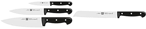 Zwilling Messer-Set, 3-tlg., Spick-/Garniermesser, Silber, Schwarz & 1002169 Brotmesser, Klingenlänge: 20 cm, Klingenblatt mit Wellenschliff, Rostfreier Spezialstahl/Kunststoff-Griff, Silber/Schwarz