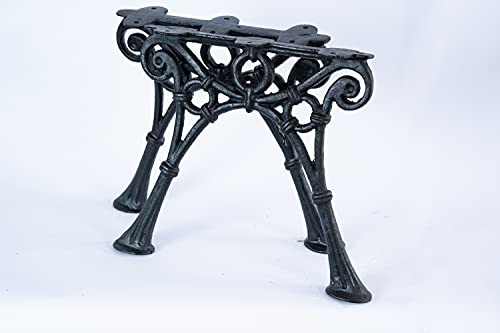 SEZAM Bankfüße aus Gusseisen Schwarz x 2 Stück, ohne Rückenlehne - 46 x 37,5 x 39 cm, für 3 Holzbankbretter - für Gartenbänke, Seitenteil