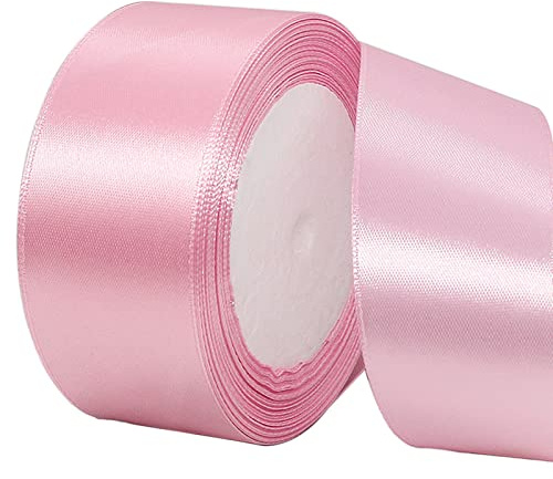 POPOYU Baumwoll Band Mittleres Rosa 4cm,Satinband 4cm Breit,Dekoration Präsent Geschenkband,Geschenkband Breit Mittleres Rosa Kleid Hochzeit,Taufe und Geburtstag Geschenke,Satin Dekoband,Deko Band