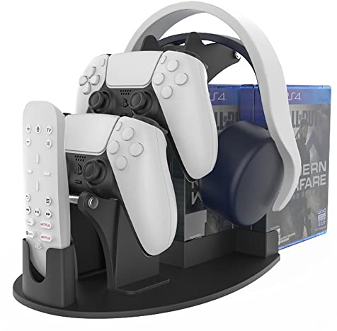 Aokicase Für PS5 Ständer PlayStation 5 Desktop Lagerhalterung PS5 Halterungen Regal Spiele Headset Controller Soft Rack BD Festplatte Ständer PS5/PS4/Nintendo Switch/Xbox one Schwarz