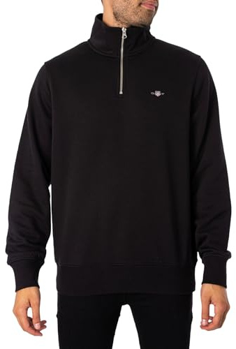 GANT Herr Sweat-Shirt Zippé 1/4 Regular Shield, Black, XXL