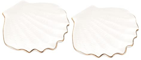 RORPOIR Lot de 2 assiettes à apéritif - Bol à bijoux - Plateau en céramique - Bol blanc - Assiette à dessert