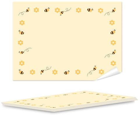 Logbuch-Verlag 25 Labels Stickers for Honey Jars Honey Stickers Yellow with Bees 7.4 x 5.2 cm Sticker for Labelling