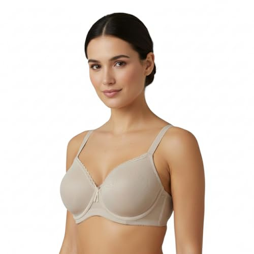 Selene, Sujetador Moldeador para Mujer, Banda Alta Cruzada, con Aros y Copas Acolchadas Decoradas, Colección Violeta