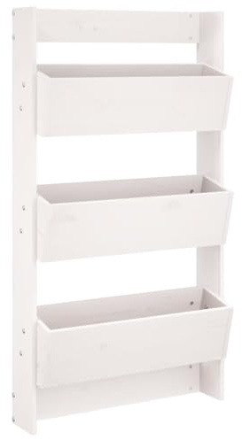 vidaXL Jardinera de Pared 3 Niveles, Macetero Colgante, Maceta para Plantas Flores, Jardinera para Jardín Patio Balcón, Madera de Pino Blanco