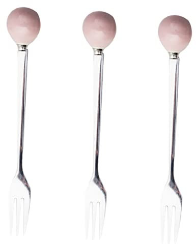 LIFKOME 6pcs Mini Fork Creative Flatware Home Tableware Cutlery for Cake Dessert Pink Party Tableware