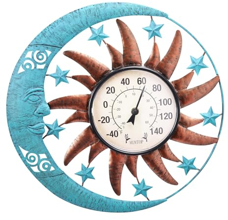 MUMTOP Termómetro de 12.5 pulgadas para interiores y exteriores, termómetro decorativo de pared para patio, patio, jardín