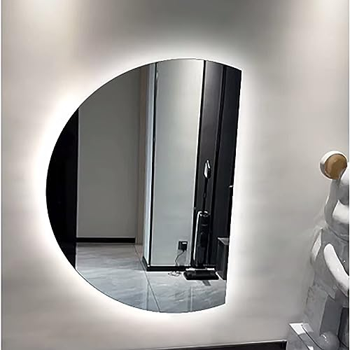 GLFNB Specchio da bagno grande a mezzaluna a figura intera 84 * 120 cm, specchio da bagno dimmerabile a 3 colori, specchio cosmetico retroilluminato antiappannamento con interruttore tattile (Colo