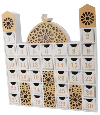 Calendrier de Compte à Rebours en Bois Multifonctionnel, Facile à Utiliser, Décor de Bureau, Compte à Rebours Jusqu'au Calendrier de l'Aïd pour Célébrer Le Ramadan (JM01507)
