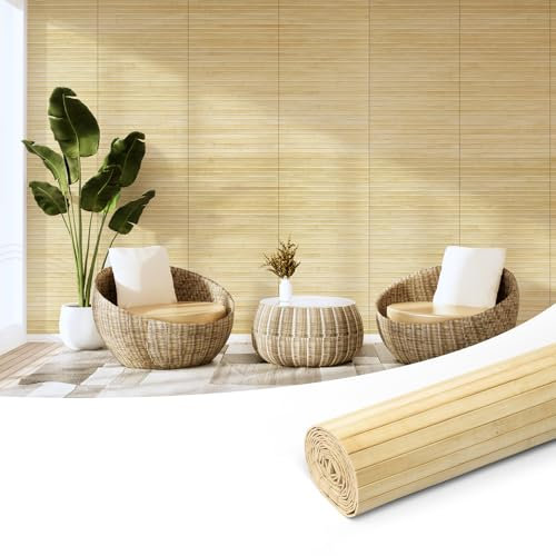 Art3d Panneau mural en bambou naturel pour décoration murale intérieure, panneau renouvelable pour mur, plafond, meubles, armoire, bureau, 30 x 244 cm