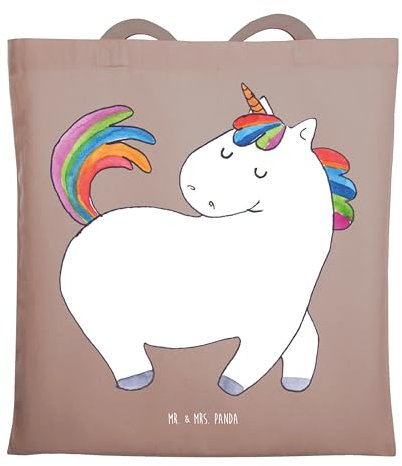 Mr. & Mrs. Panda Stoffbeutel Einhorn Stolzieren - Geschenk, Reiter, Laptoptasche, Unicorn, Pferd, totebag, Stolz, Einkaufstasche, Umhängetasche, Tote Bag, Tasche