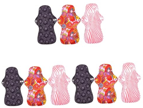 minkissy 9stücke Waschbare Menstruationspads Wiederverwendbare Damenbinden Mit Druckdesign Für Starke Tage Und Tragbar Inklusive Aufbewahrungstasche
