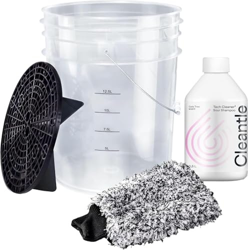 BenBow - Autowäsche Set: 20-Liter-Wascheimer mit Schmutzsieb + Waschhandschuh + 1L Autoshampoo-Konzentrat - für schonende Auto Handwäsche - ideal für Autowerkstätten und Waschanlagen - Keine Kratzer