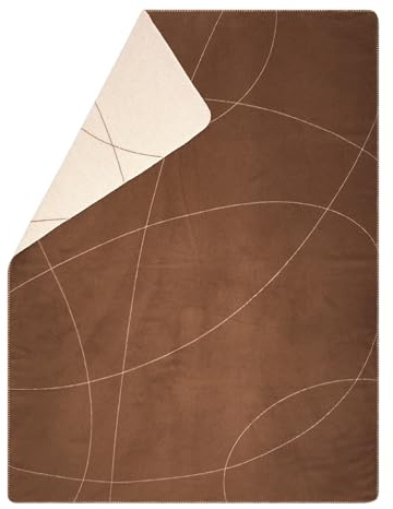 David Fussenegger Kuscheldecke Geschwungene Linien 150x200cm Flauschige Sofadecke aus Recycling-Baumwolle nachhaltig produziert ÖkoTex100 GRS Made in Austria Farbe Kork
